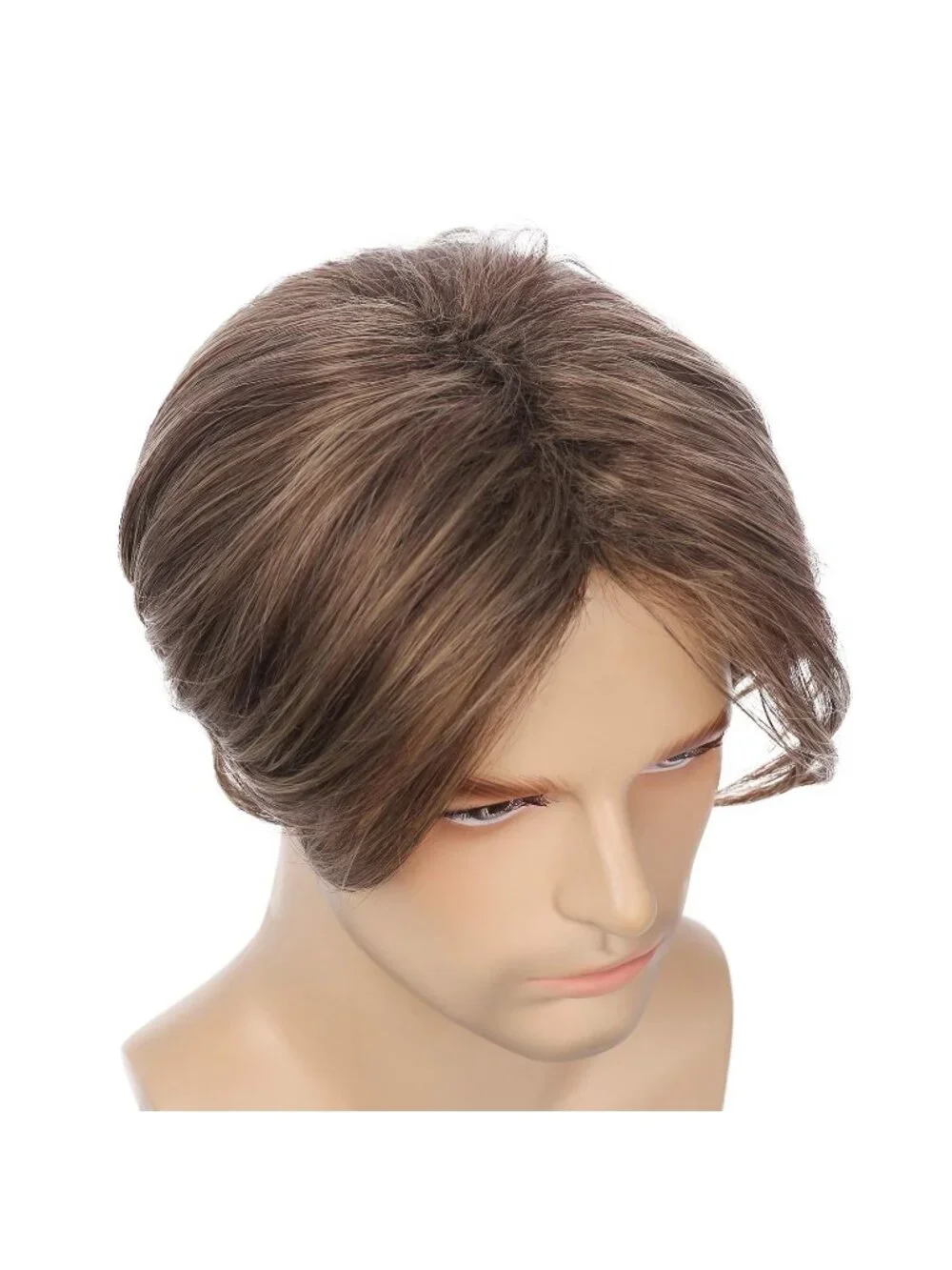 Men's Brown 1 Heat Resistant Synthetic Fiber Long Hair Retro Mullet Wigs
